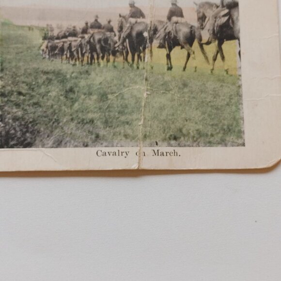 Antique Stereograph Card "Cavalry on March" Troops Military World War - Picture 2 of 3